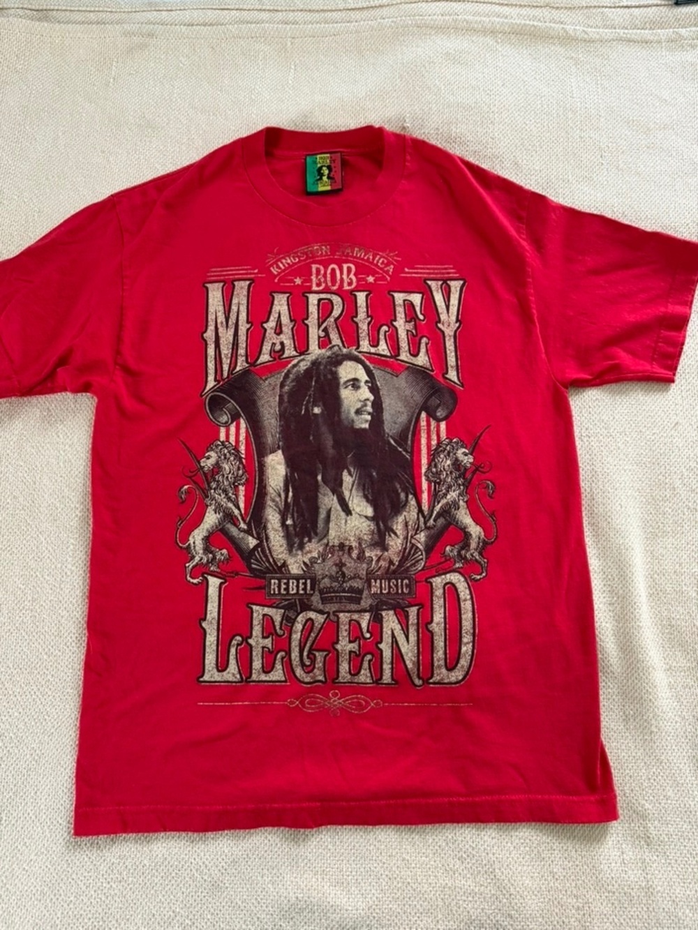 Bob Marley Zion Rootswear Graphic Tee Shirt Mens L Red Cotton Reggae Music